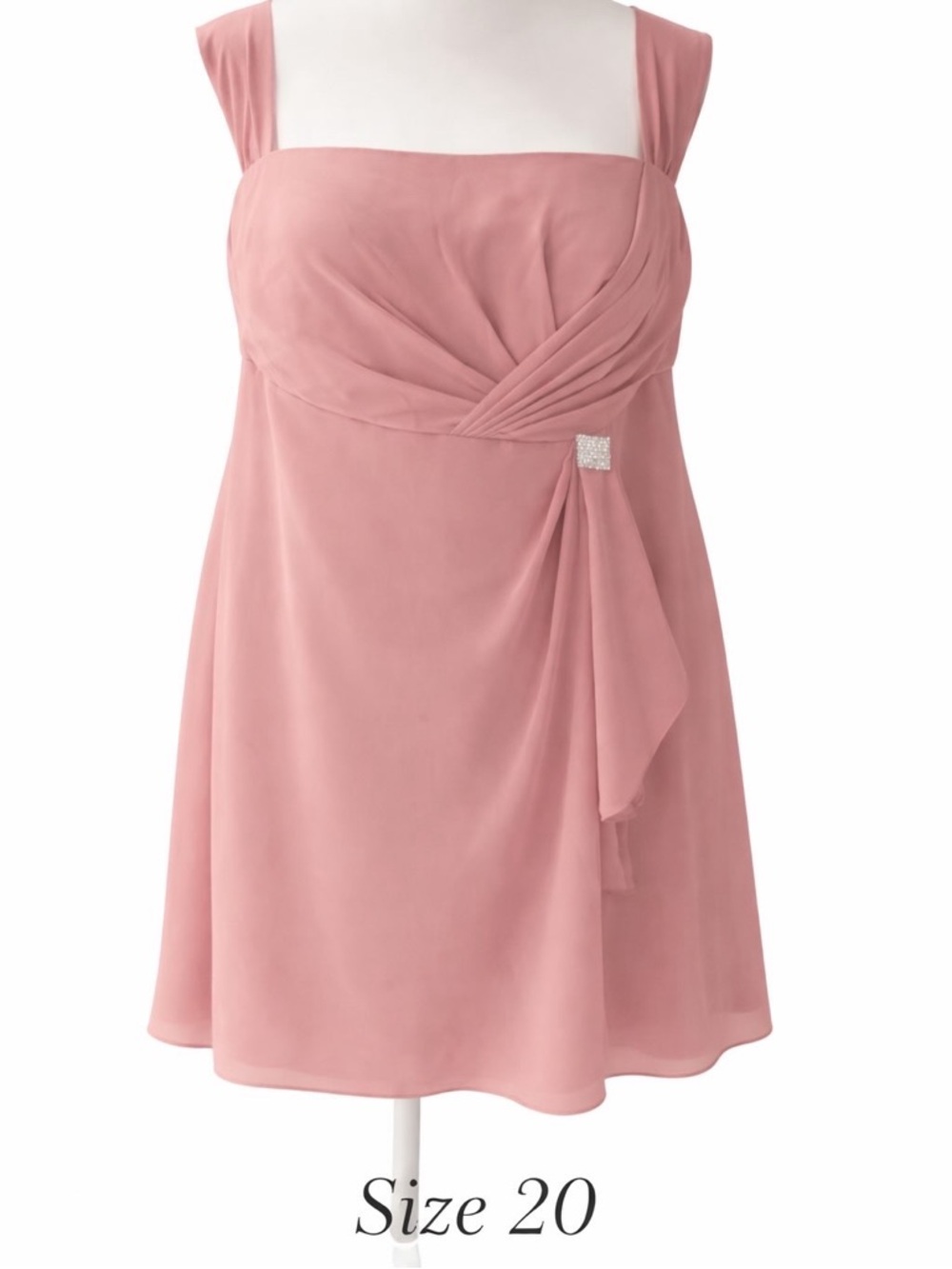 Dusty Rose Square-Neck Dress with Draped Detail